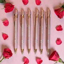 6 Pcs. Motivational Ballpoint Touch Screen Stylus Pens Rose Gold