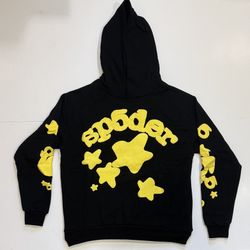 Spider Hoodie Black & Yellow Size Small