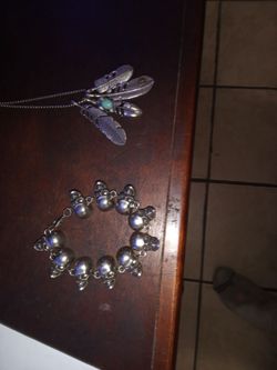 Skull bracelet and native American necklace
