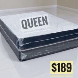 NEW QUEEN SIZE MATTRESS AND BOX SPRING - 2PC 