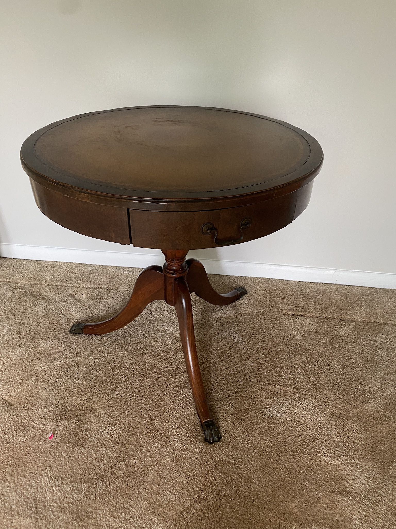 Vintage Drum Table w/ Drawer