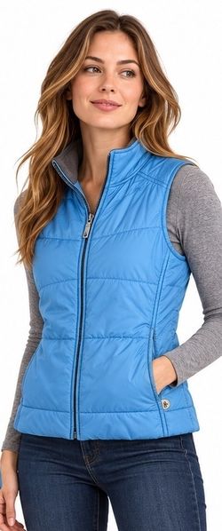 Alo Yoga Blue Quilted Full Zip Puffer Vest Size Small