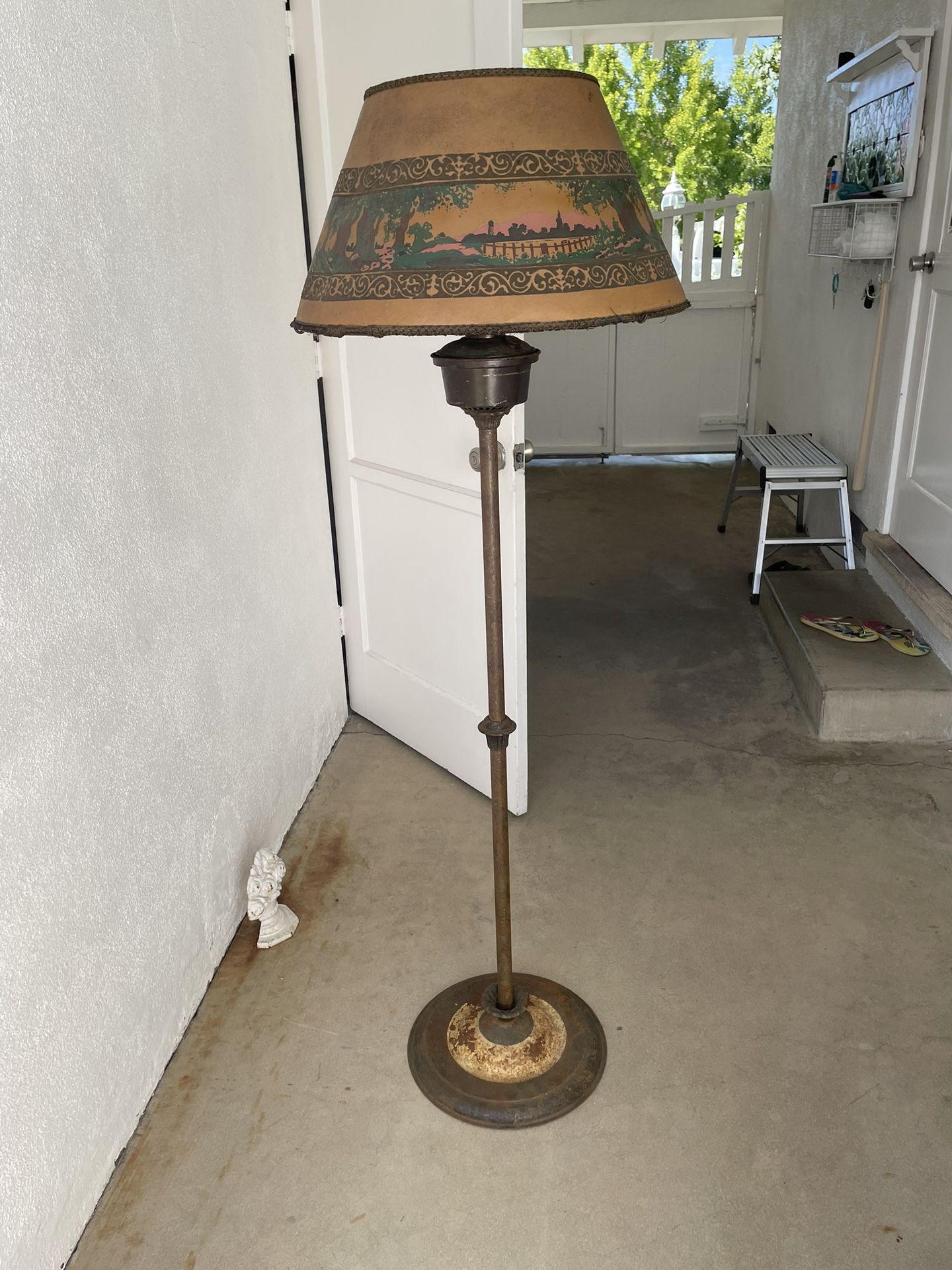 Antique American Mica Oil Floor Lamp