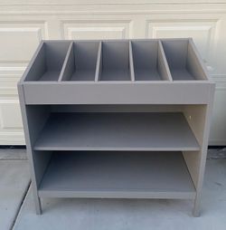 Gray Shelf , Good For Toys The Dividers On Top Are Removable