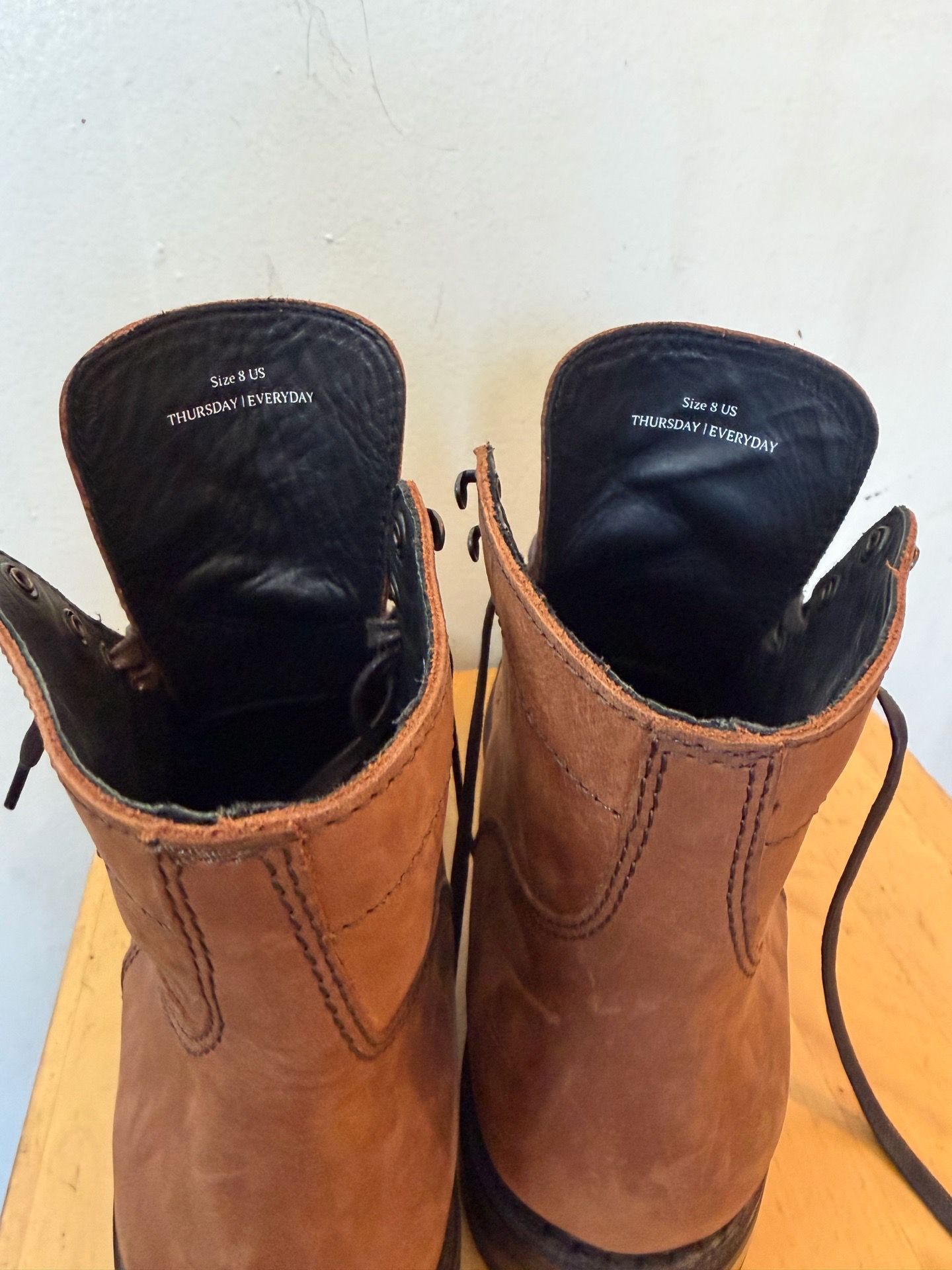 Thursday Boot Co Captain Brown Leather Lace Up Cap Toe Boots Mens 9.5 Everyday Thursday Everyday Boots Captain Mens Size 9.5 Brown Leather  main image 2