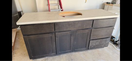 Bathroom vanity 73” x 22” x 36” brown