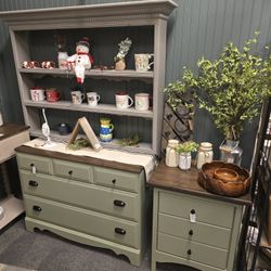 Refinished Dresser Soft Sage Green Tone