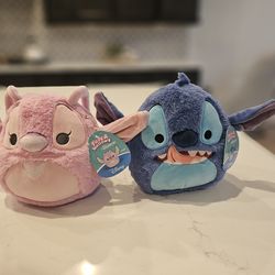 NWT Stitch and Angel 8" Squishmallows, take both for a total of  $40, rare find fuzzy, Great For Easter!!