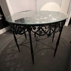 4’ Round Ornate Cast Iron Display Table 