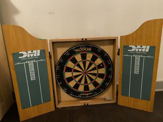 Nodor Dart Board With Wood Cabinet For