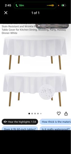 12 pz White Waterproof Stain Resistant Tablecloth