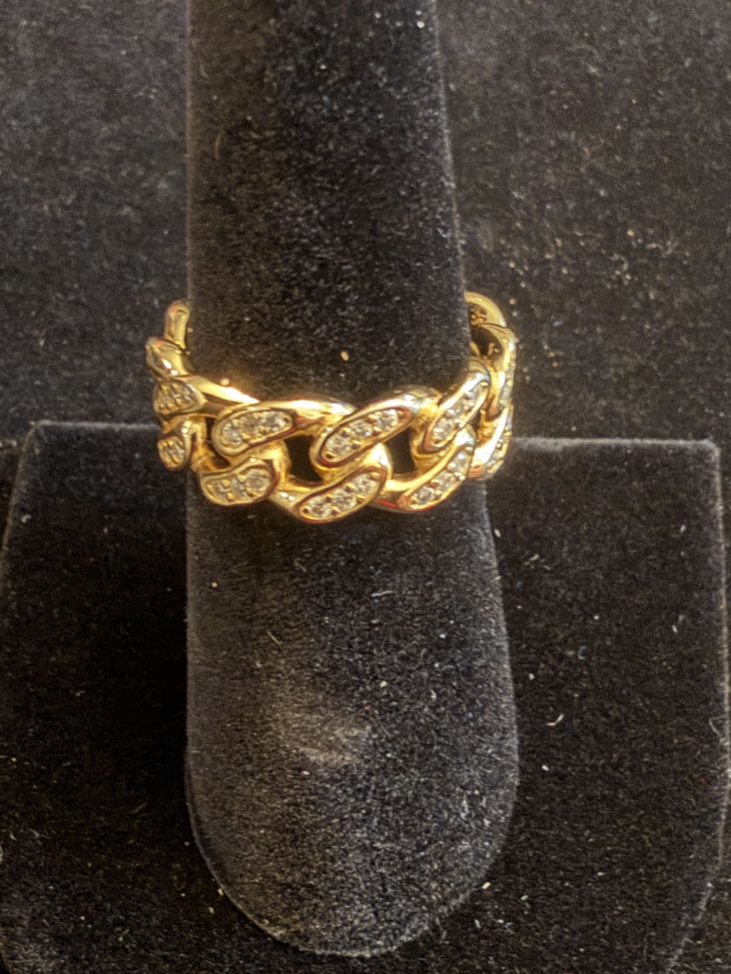 Gorgeous Cuban Moissanite Ring - 14K Gold Over 925 Sterling Silver