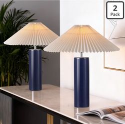 EOEYYOYB Ceramic Table Lamps for Bedroom Set of 2, Adjustable Shade Lamps for Night Stands, Modern Cylindrical Nightstand Table Lamps 5W E26 for Bedro