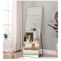 NeuType Full Length Mirror, 64"x21" Body Mirror with Stand Floor Standing Wall-Mounted Hanging