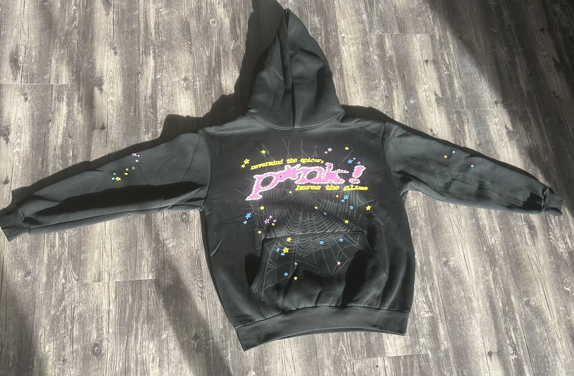 Sp5der Hoodie Pink Black Medium