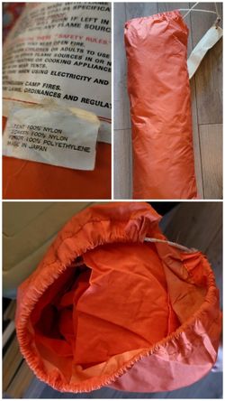 Vintage Orange Nylon Tent Made in Japan