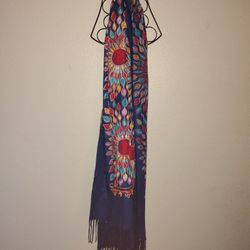 Dark Bright Sun Long Scarf Women's One Size Multicolor Boho Fringe Lightweight
