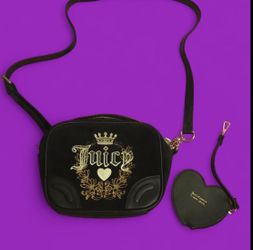 Juicy Couture Black Velvet Crossbody Bag