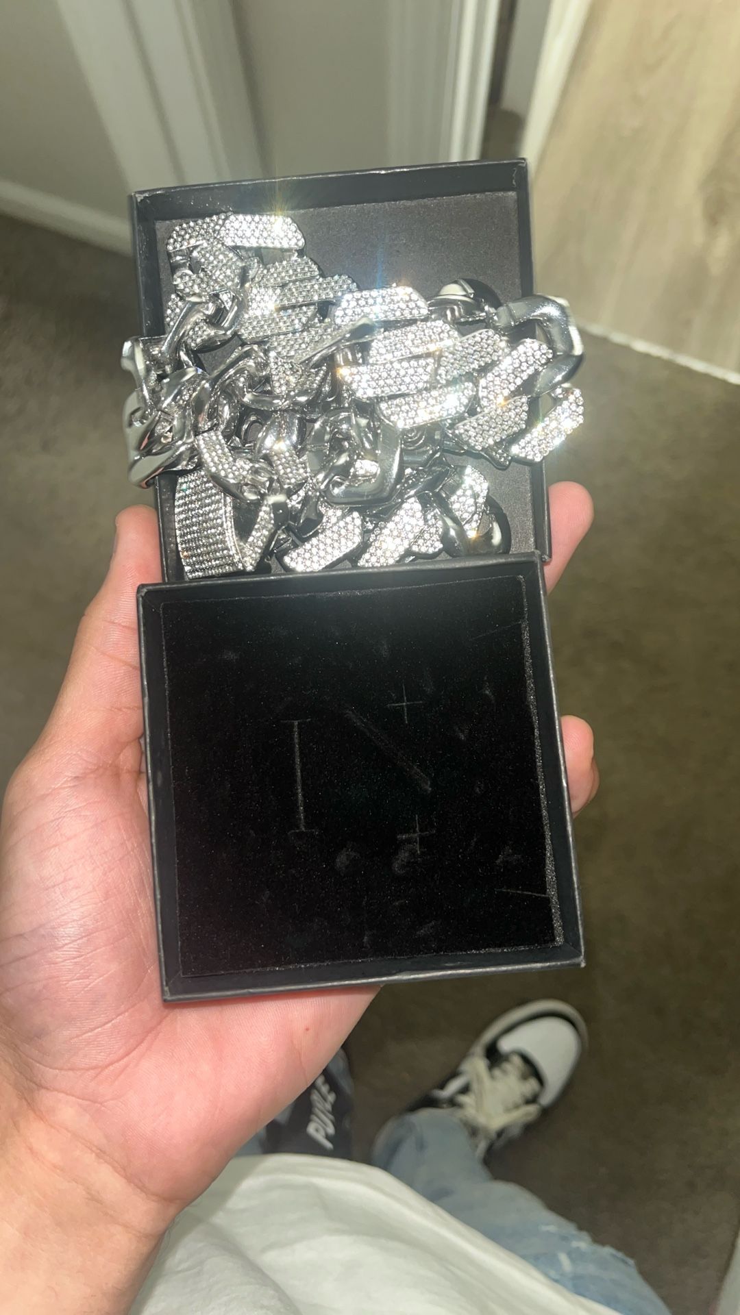 Silver Long Moissanite Cuban Link Chain