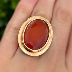 Jewelry 14k solid yellow gold ring coral 15.00CTW size 6