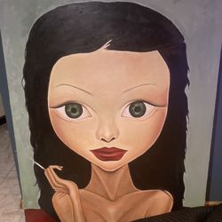 Painting - Black Hair, Green Eyes Female 