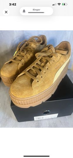 Puma Fenty Rihanna Golden Brown Suede Creeper Sneakers Shoes