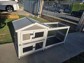 Large Wooden Rabbit Hutch & Chicken Coop with Run – 59" × 27" × 35"