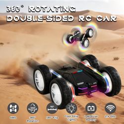 🌼 Police Remote Control Car 4WD 360° Flips RC Stunt Car Toys Cyber-Inspired Double-Sided Drift Rc Cars with LED Lights 2 Rechargeable Charge Battery 