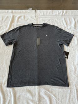 NWT Nike Mens Cotton Tee Smoke Gray/ White Stitch Embroidered Swoosh, XL, 416152