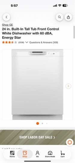 GE 24 in. Built-In Tall Tub Front Control White Dishwasher with 60 dBA, Energy Star