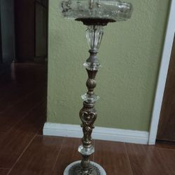 Very Vintage Glass(Crystal?) & Metal Ashtray Stand