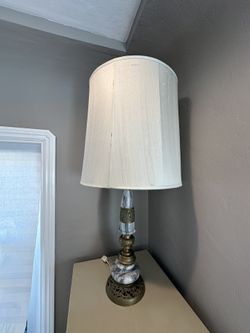 Asian Dragon Marble And Brass Lamp