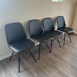 4 Wooden dining chairs with Vegan Leather - Selling ASAP