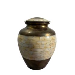 Large Cremation Urns For Adult Human Ashes Funeral Brass Mother OF Pearl Urn