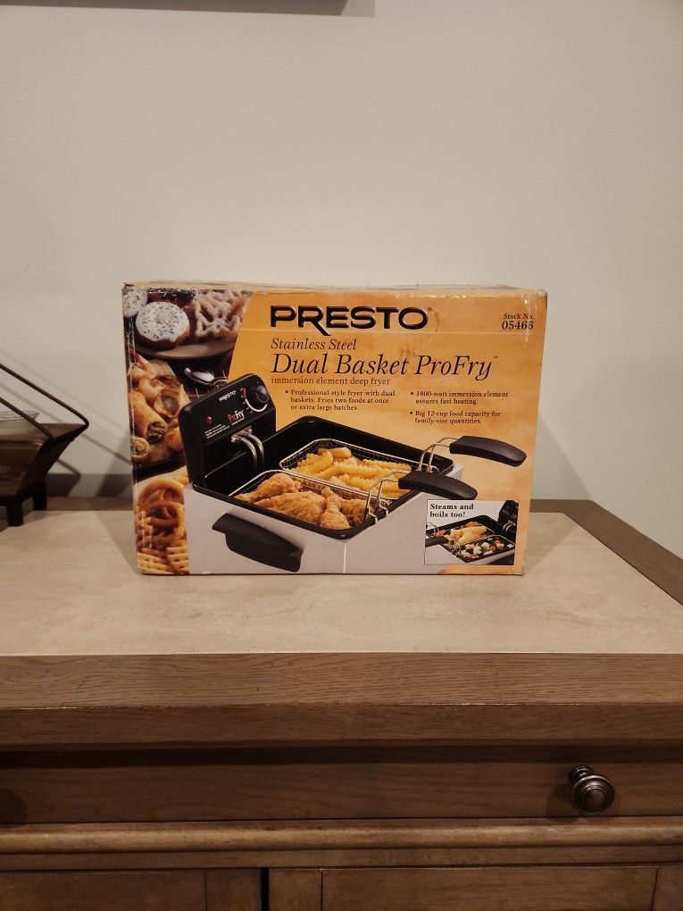 Presto Stainless Steel Dual Basket Profry Immersion Element Deep Fryer