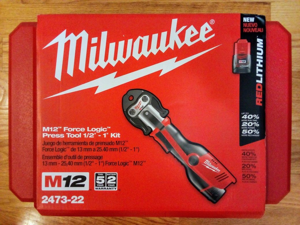 Milwaukee M12 Force Logic Press Tool Propress 1/2"-1" Kit