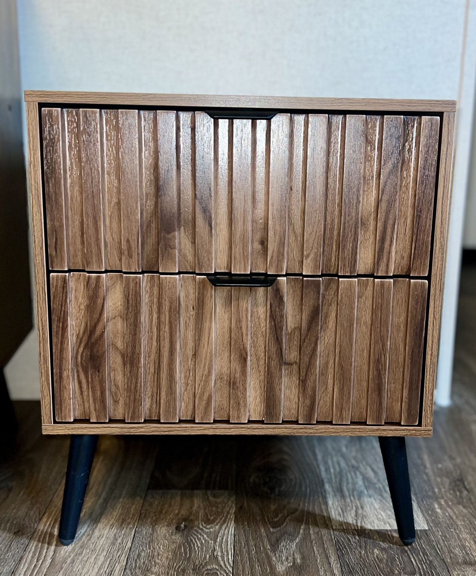 ONE Wooden Nightstand With Two Drawers