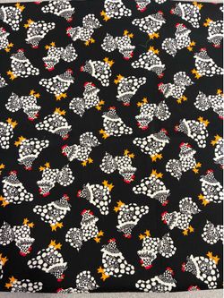 Fowl play chic all over in black. 100% cotton 1 yard