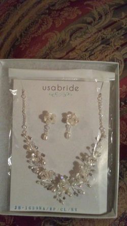 USA Bride necklace and earrings wedding set