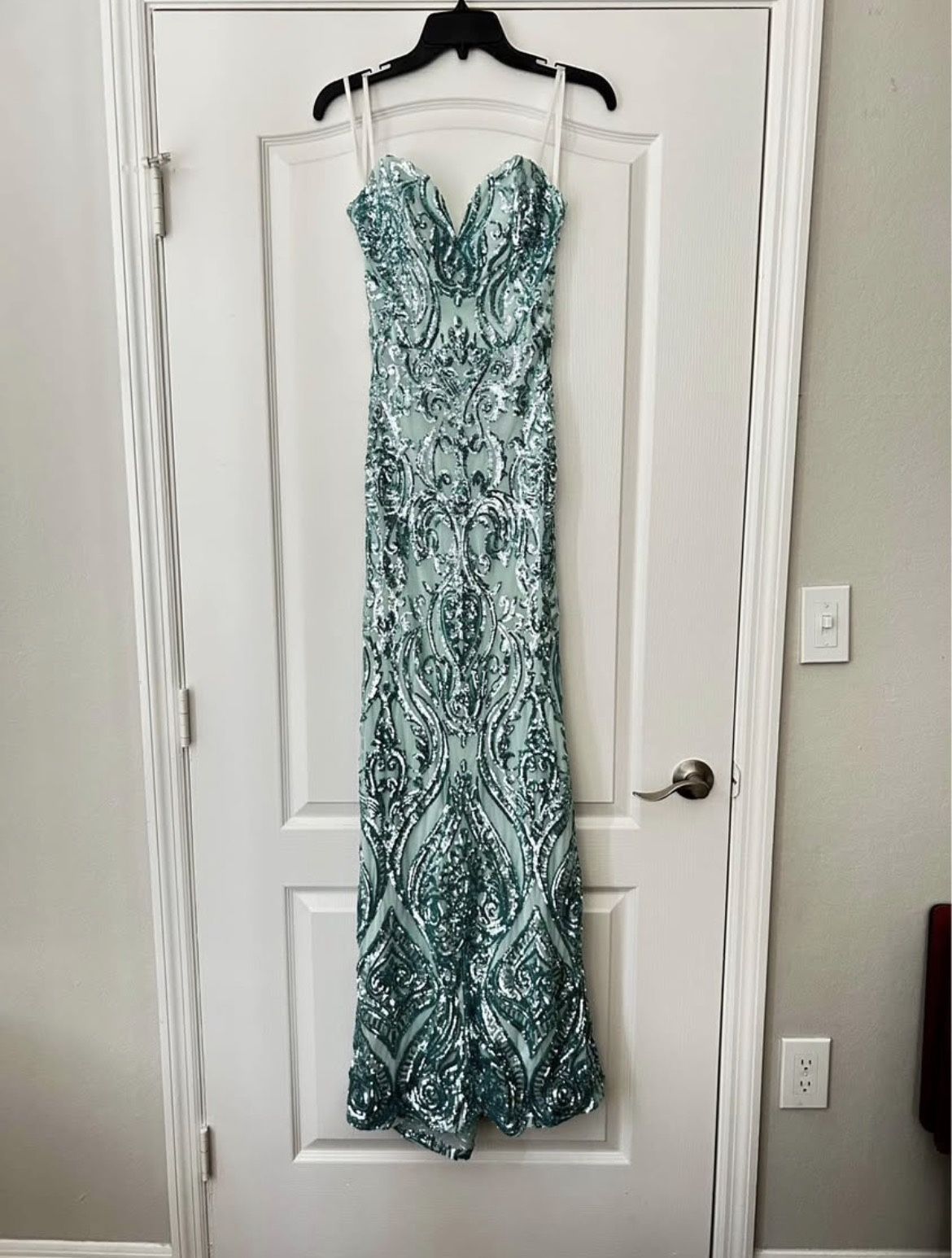 Blue Sparkly Strapless Formal Dress Size 3/4