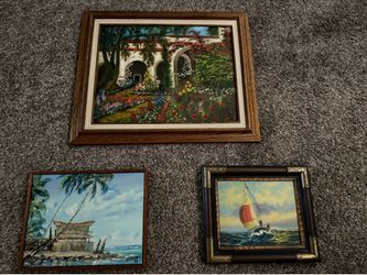 Lot of 3 Art Pictures and Frames