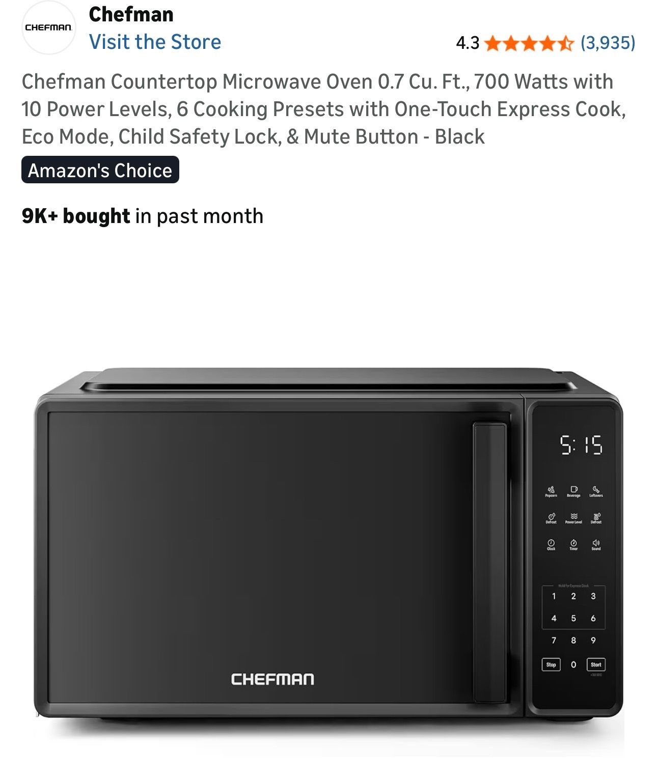 Chefman Microwave