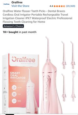 Oralfree Water flosser Teeth Picks - Dental Braces Cordless Oral Irrigator Portable Rechargeable Travel Irrigation Cleaner IPX7 Waterproof Electric Pr