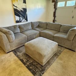 Gray 5-Seater Modular Sectional Sofa with Ottoman