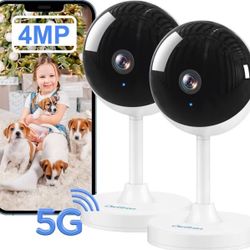 owltron Indoor Security Camera 4MP, 2 Pack 2.4GHz&5G WiFi 2K Home Cameras for Baby/Elder/Dog/Pet/Nanny Monitor Cam with Phone app, 24/7 Cloud&SD Card 