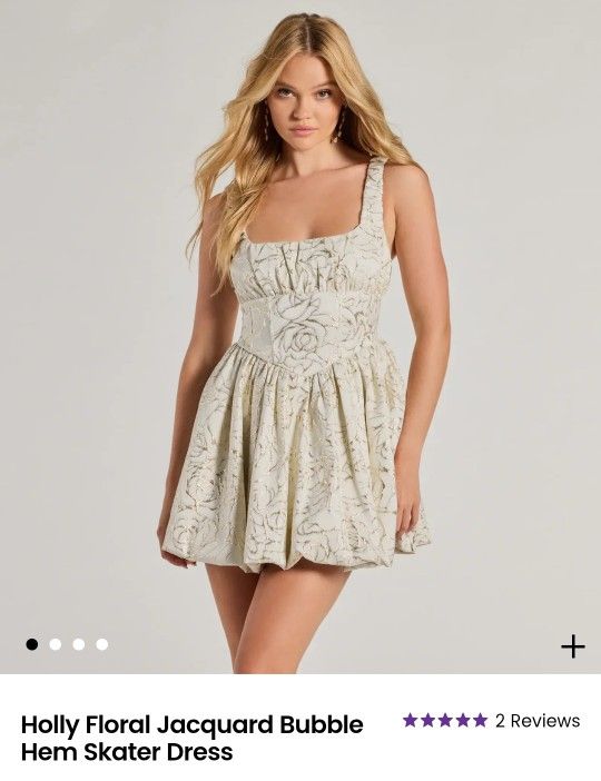 Windsor Holly Floral Jacquard Bubble Hem Skater Dress