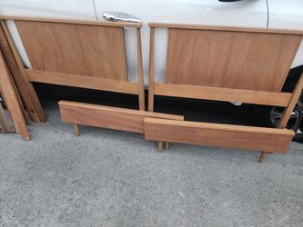 Two Mid Century Twin Bed Frames