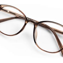 FONHCOO Blue Light Blocking Glasses Women Men TR90 Round Computer Eyeglasses (Coffee). (Bin 22)