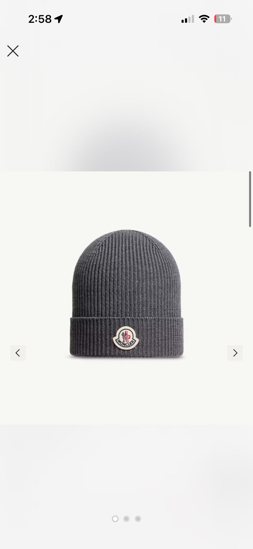 Moncler Grey beanie hat (unisex)