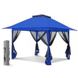 ❤️ 13 ft. x 13 ft. Pop-Up Gazebo Tent Instant with Mosquito Netting, Blue $120